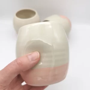 Dimpled Stoneware Wine Cup (Pink / Aqua)