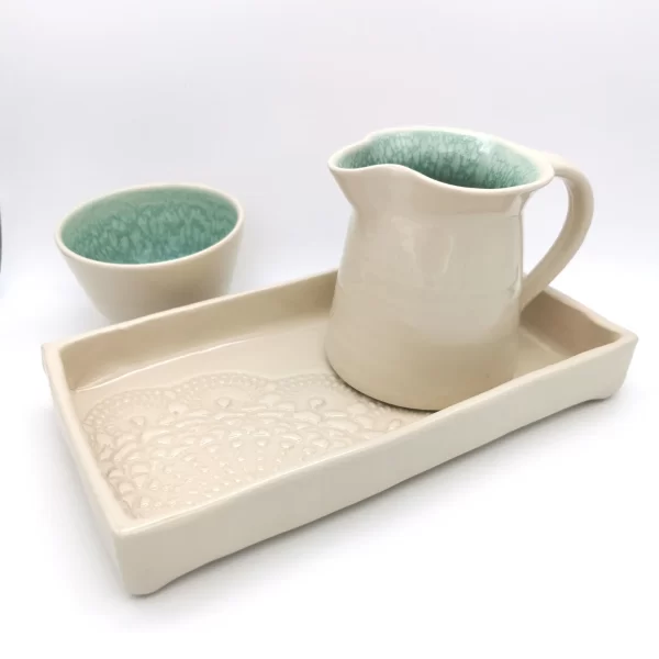Ceramic Lace-Imprinted Serving Tray