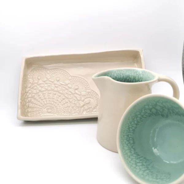Ceramic Lace-Imprinted Serving Tray - Image 2
