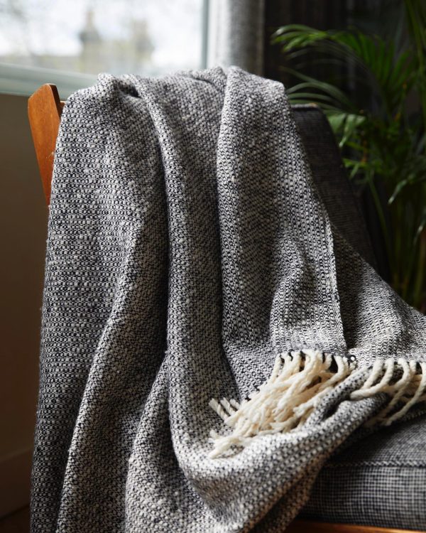Tweed Sofa Throw | Picnic Blanket (Charcoal Grey) - Image 3