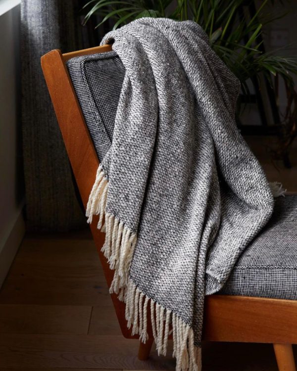 Tweed Sofa Throw | Picnic Blanket (Charcoal Grey) - Image 2