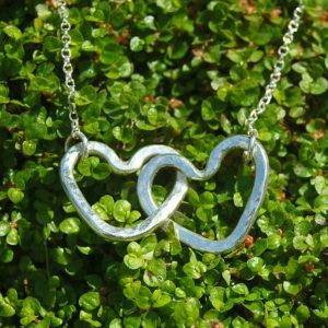 Interlocking hearts silver necklace Irish gift