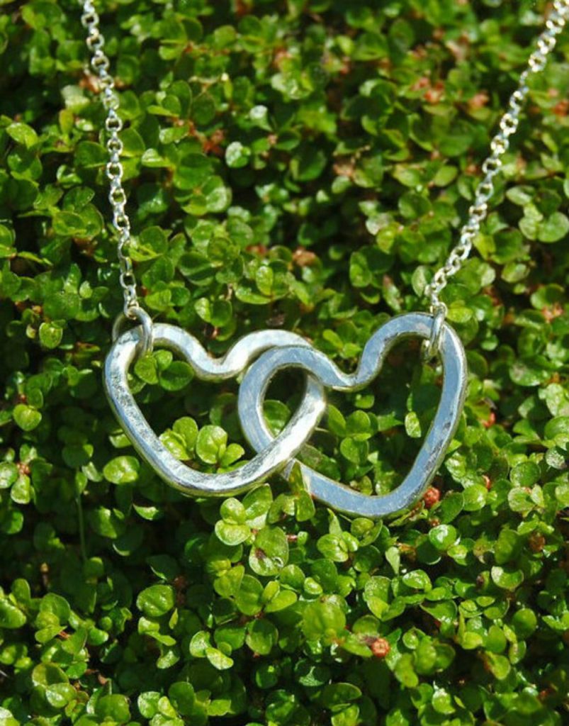 Interlocking hearts silver necklace Irish gift
