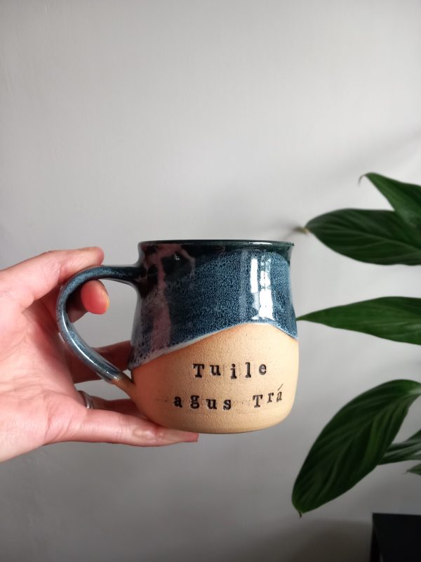 Irish blue ceramic mug - "Tuile agus Trá" - Image 2