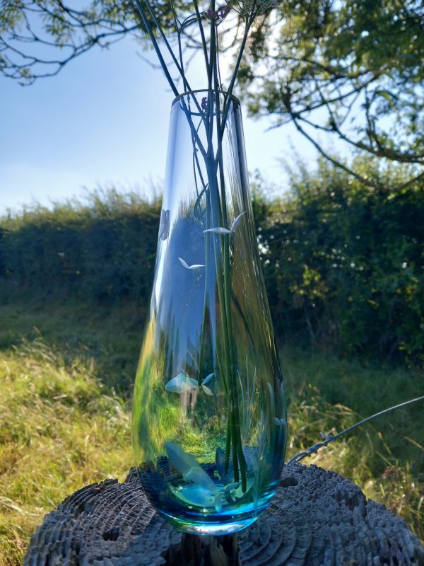 Irish Handmade Glass Flower Bud Vase (Seagrass Design)